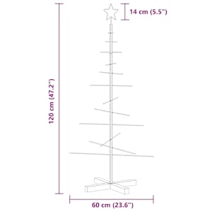 Kovový vánoční stromeček s dřevěnou základnou černý 120 cm - obrázek 7