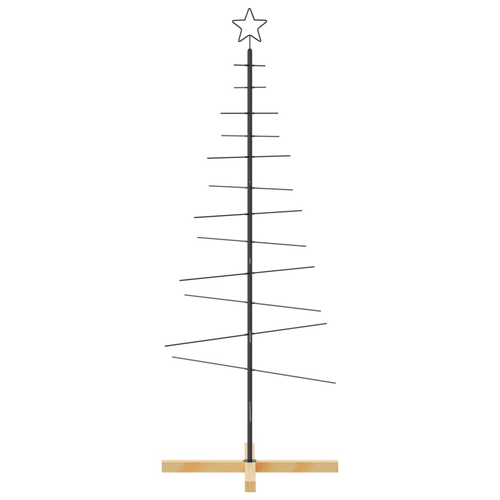 vidaXL Metal Christmas Tree with Wooden Base Black 150 cm