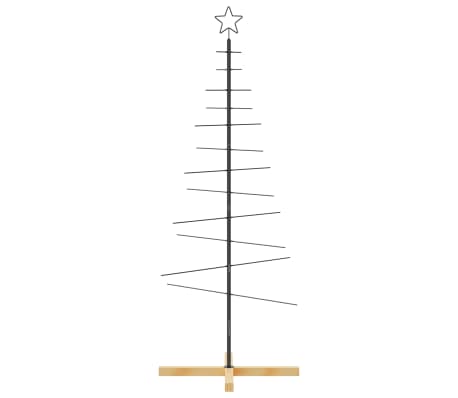 vidaXL Metal Christmas Tree with Wooden Base Black 150 cm