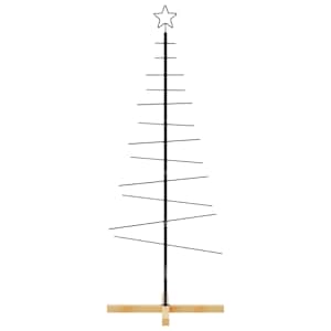 Kovový vánoční stromeček s dřevěnou základnou černý 150 cm - obrázek 3