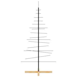 Kovový vánoční stromeček s dřevěnou základnou černý 150 cm - obrázek 4