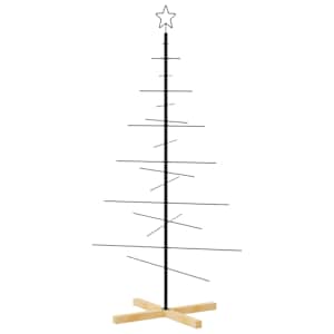 Kovový vánoční stromeček s dřevěnou základnou černý 150 cm - obrázek 5