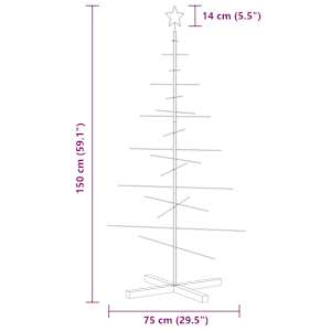 Kovový vánoční stromeček s dřevěnou základnou černý 150 cm - obrázek 7