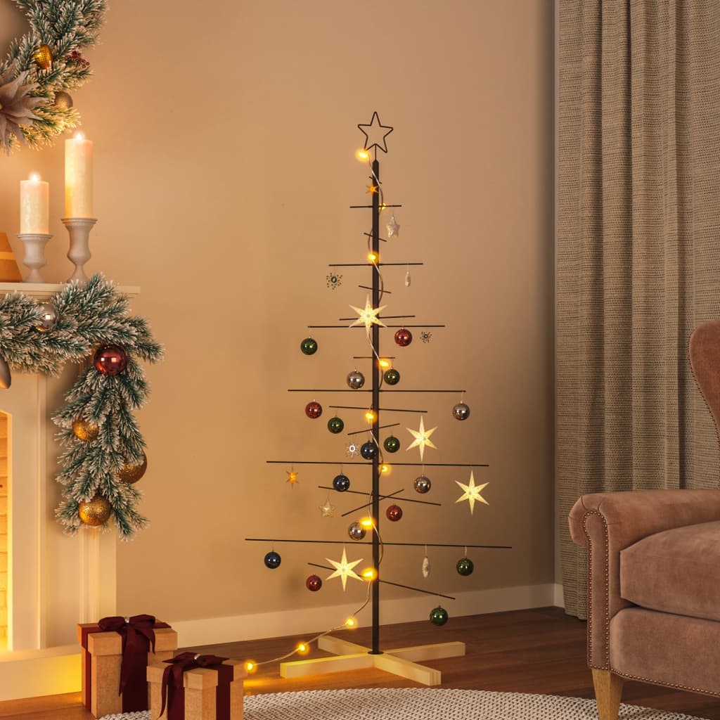 vidaXL juletræ med træbund 150 cm metal sort