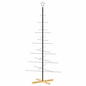 Kovový vánoční stromeček s dřevěnou základnou černý 180 cm - obrázek 2