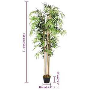Umělý bambus 1 095 listů 150 cm zelený - obrázek 4