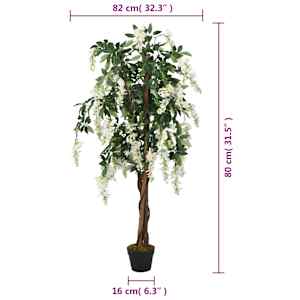 Umělá vistárie 560 listů 80 cm zelená a bílá - obrázek 5