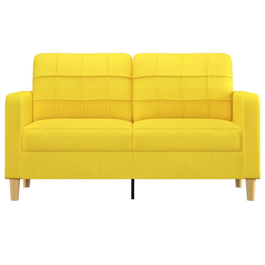 vidaXL Tweezitsbank 140 cm stof lichtgeel afbeelding