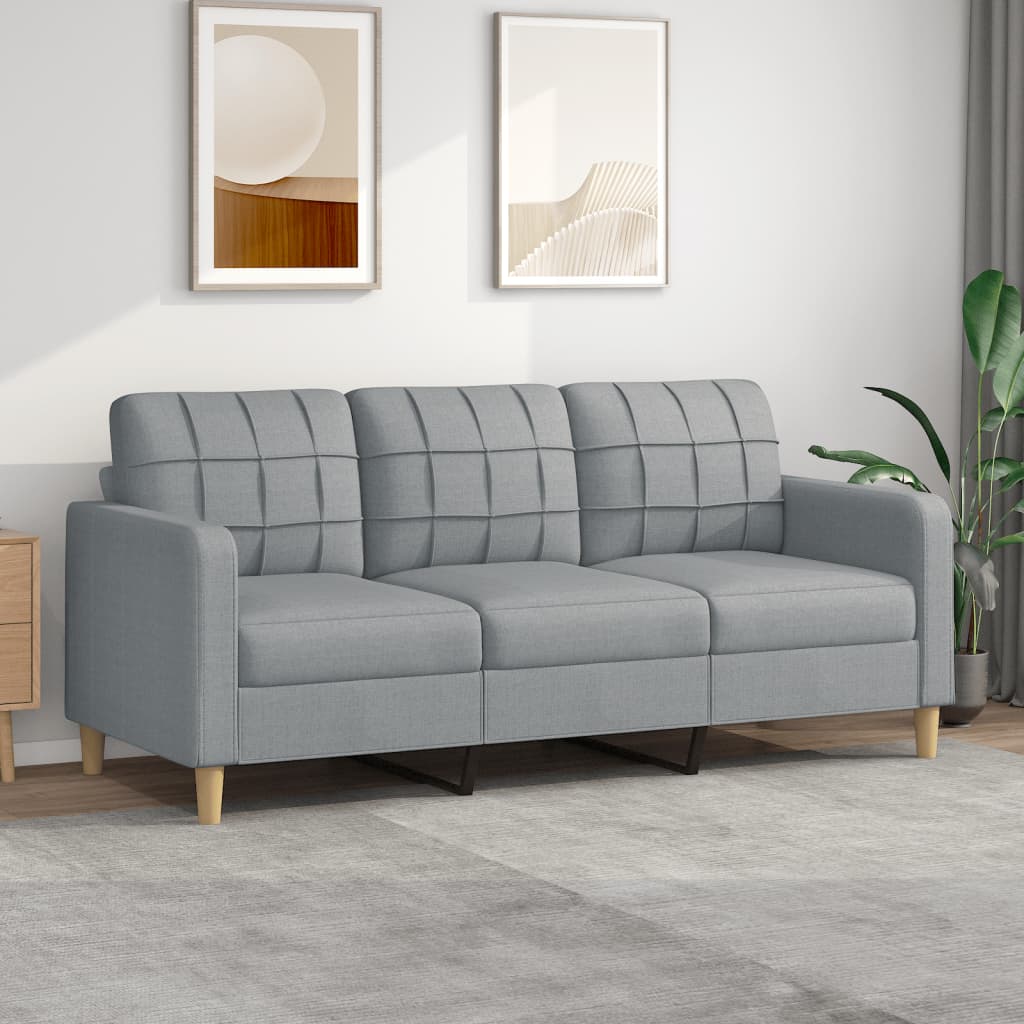 vidaXL 3-Sitzer-Sofa Hellgrau 180 cm Stoff