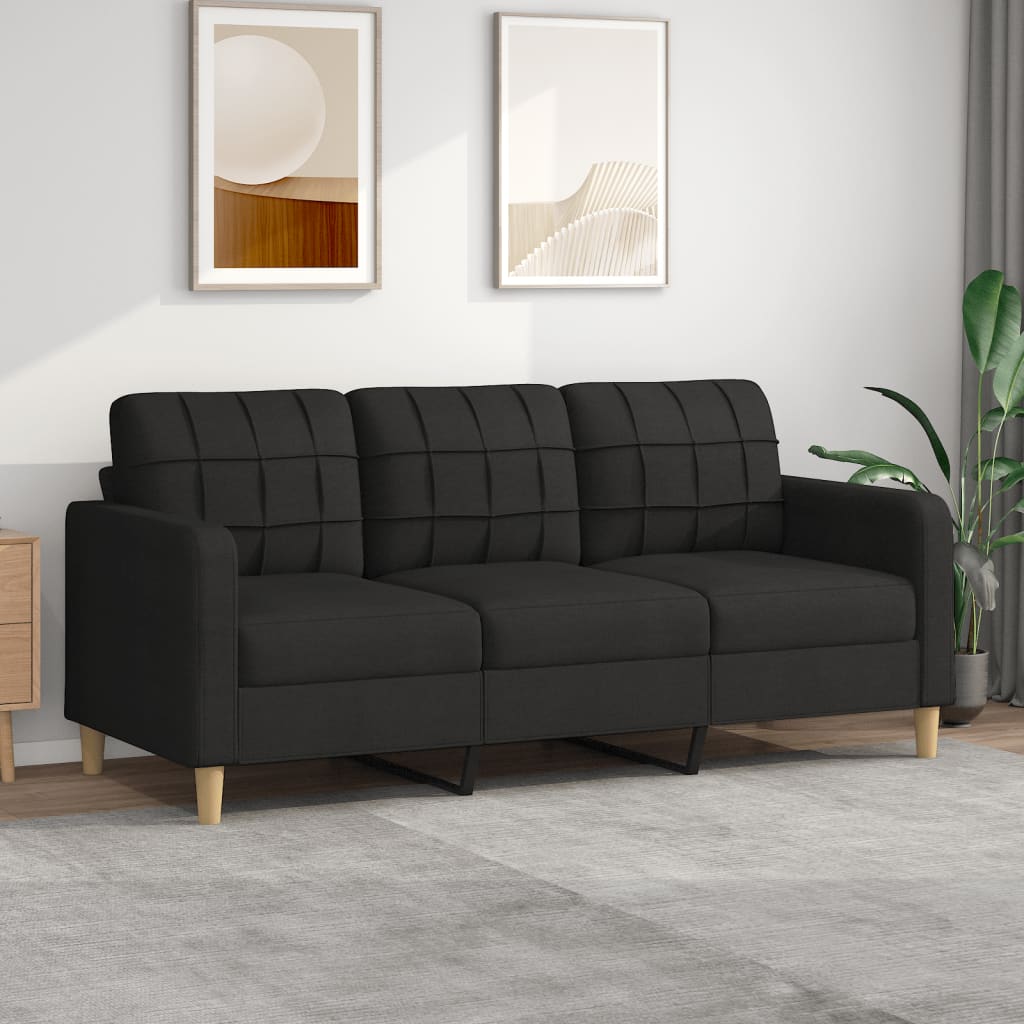 vidaXL 3-Sitzer-Sofa Schwarz 180 cm Stoff