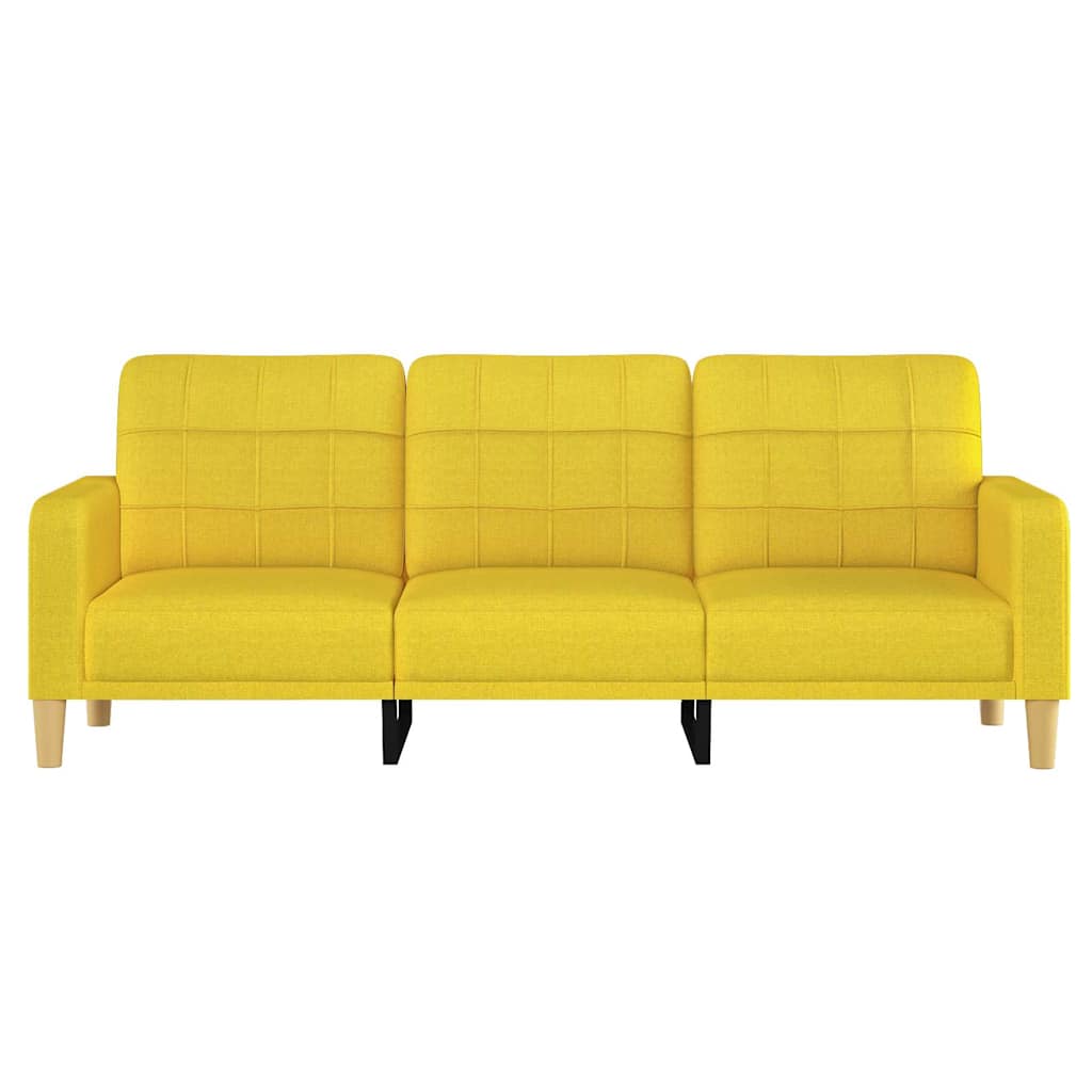 vidaXL Driezitsbank 180 cm stof lichtgeel afbeelding