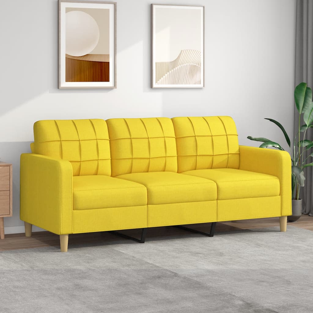 vidaXL 3-Sitzer-Sofa Hellgelb 180 cm Stoff