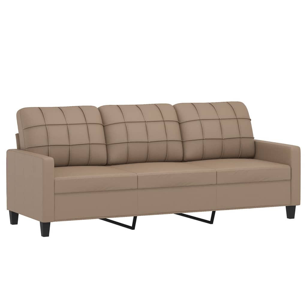 Image of vidaXL 3-Seater Sofa Cappuccino 180 cm Faux Leather