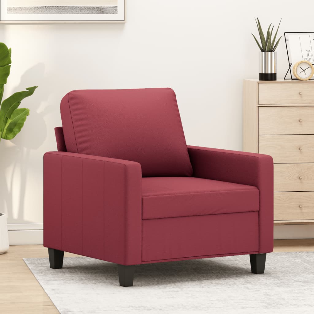 vidaXL Canapea de o persoană, roșu vin, 60 cm, piele ecologică (359130)