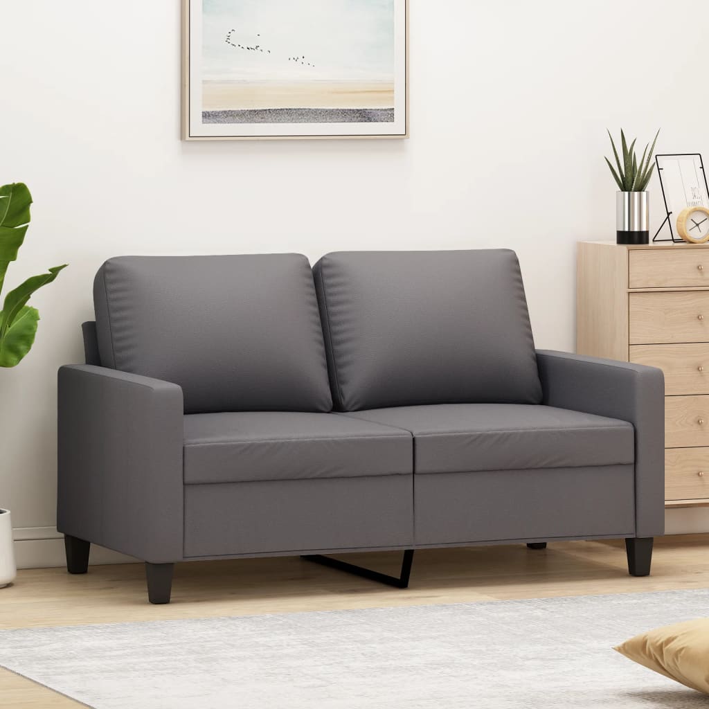 vidaXL 2-Sitzer-Sofa Grau 120 cm Kunstleder