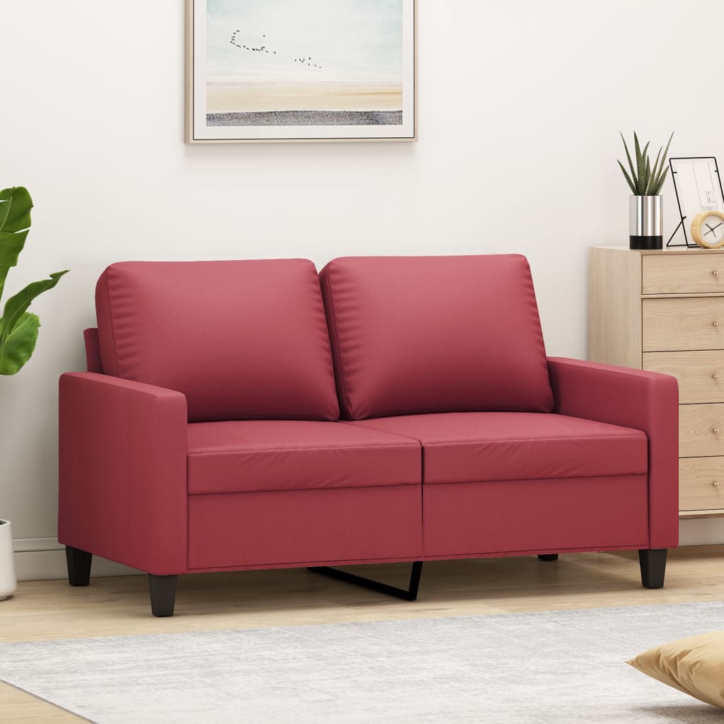 vidaXL 2-Sitzer-Sofa Weinrot 120 cm Kunstleder