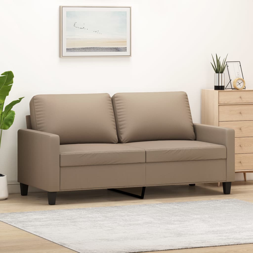 vidaXL Canapea cu 2 locuri, cappuccino, 140 cm, piele ecologică