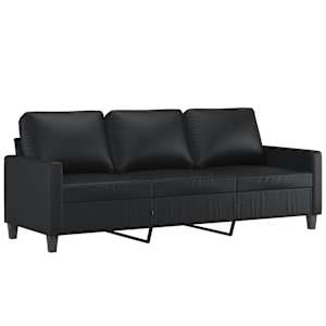 vidaXL kolmekohaline diivan, must, 180 cm, kunstnahk