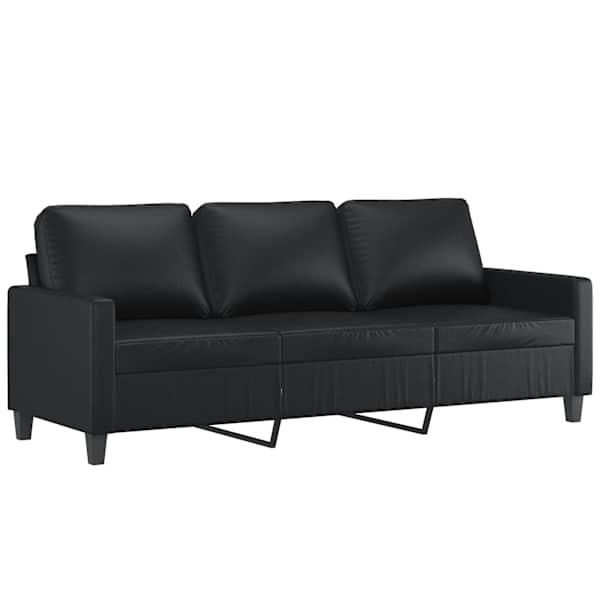 vidaXL kolmekohaline diivan, must, 180 cm, kunstnahk