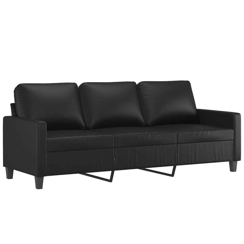 Image of vidaXL 3-Seater Sofa Black 180 cm Faux Leather