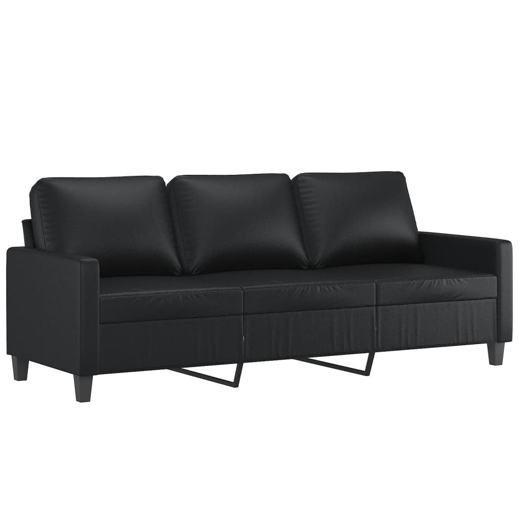 Thumbnail - vidaXL 3-Sitzer-Sofa Schwarz 180 cm Kunstleder
