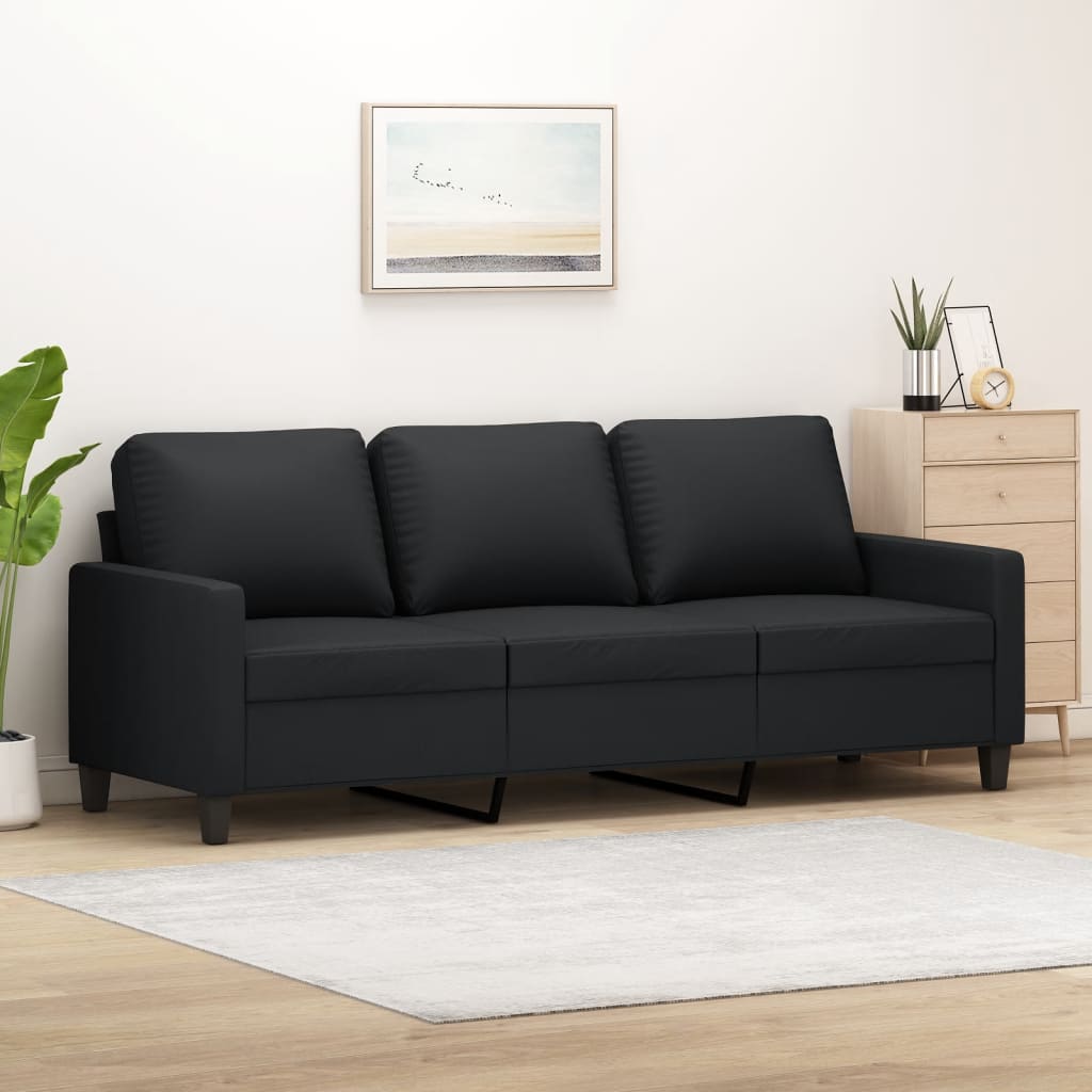 vidaXL 3-Sitzer-Sofa Schwarz 180 cm Kunstleder