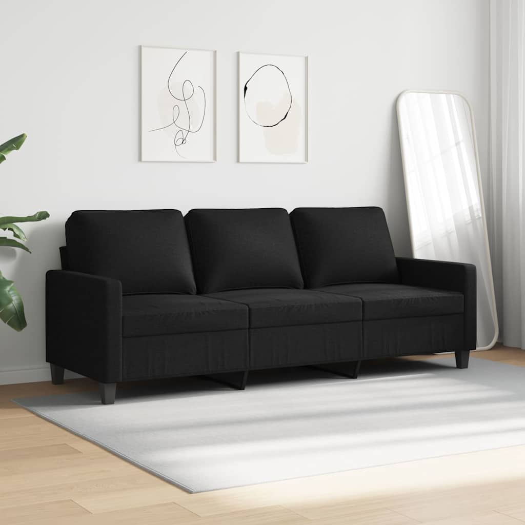 Thumbnail - vidaXL 3-Sitzer-Sofa Schwarz 180 cm Stoff