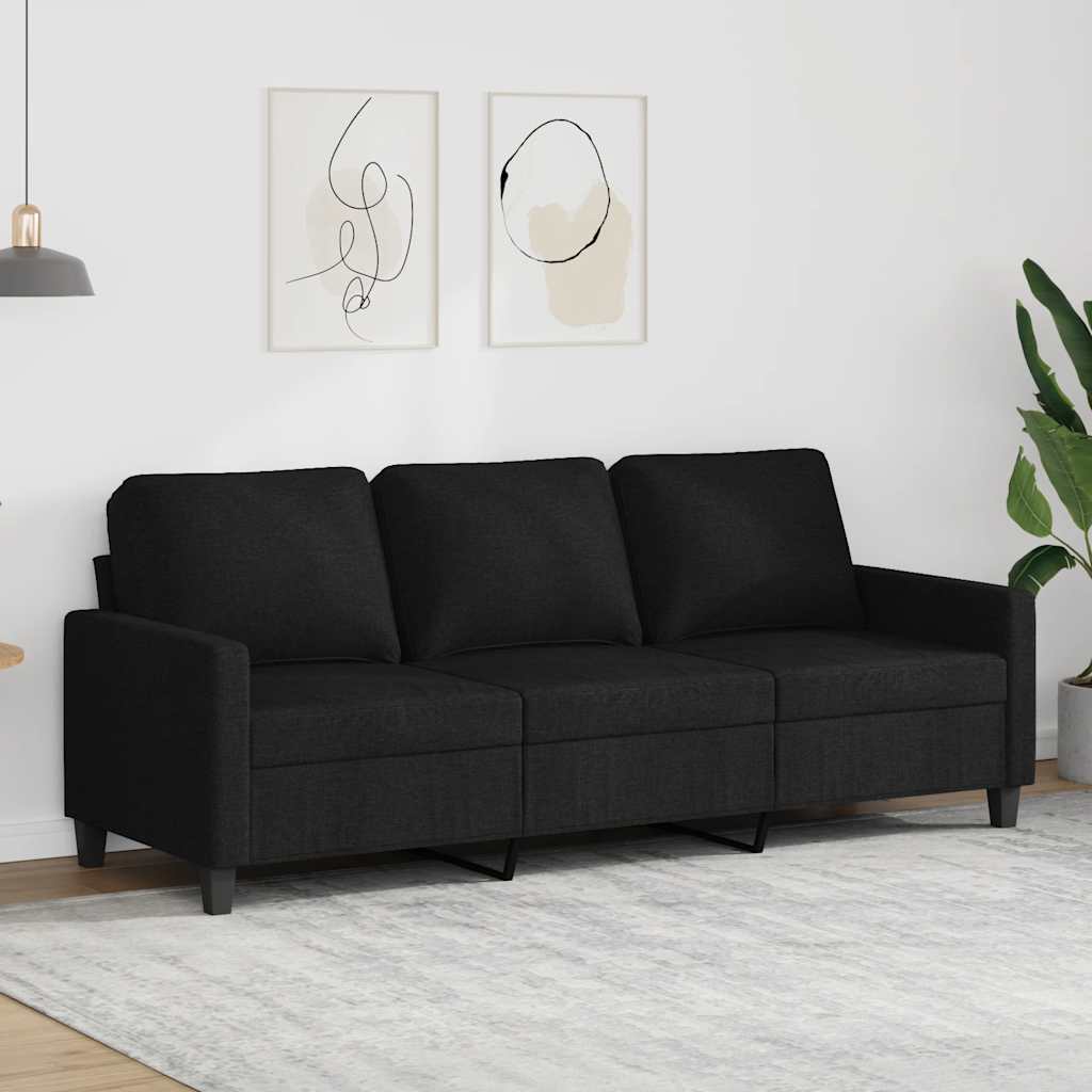 vidaXL 3-Sitzer-Sofa Schwarz 180 cm Stoff