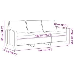3místná pohovka taupe 180 cm textil - obrázek 9
