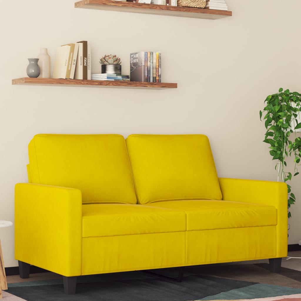 vidaXL 2-Sitzer-Sofa Gelb 120 cm Samt