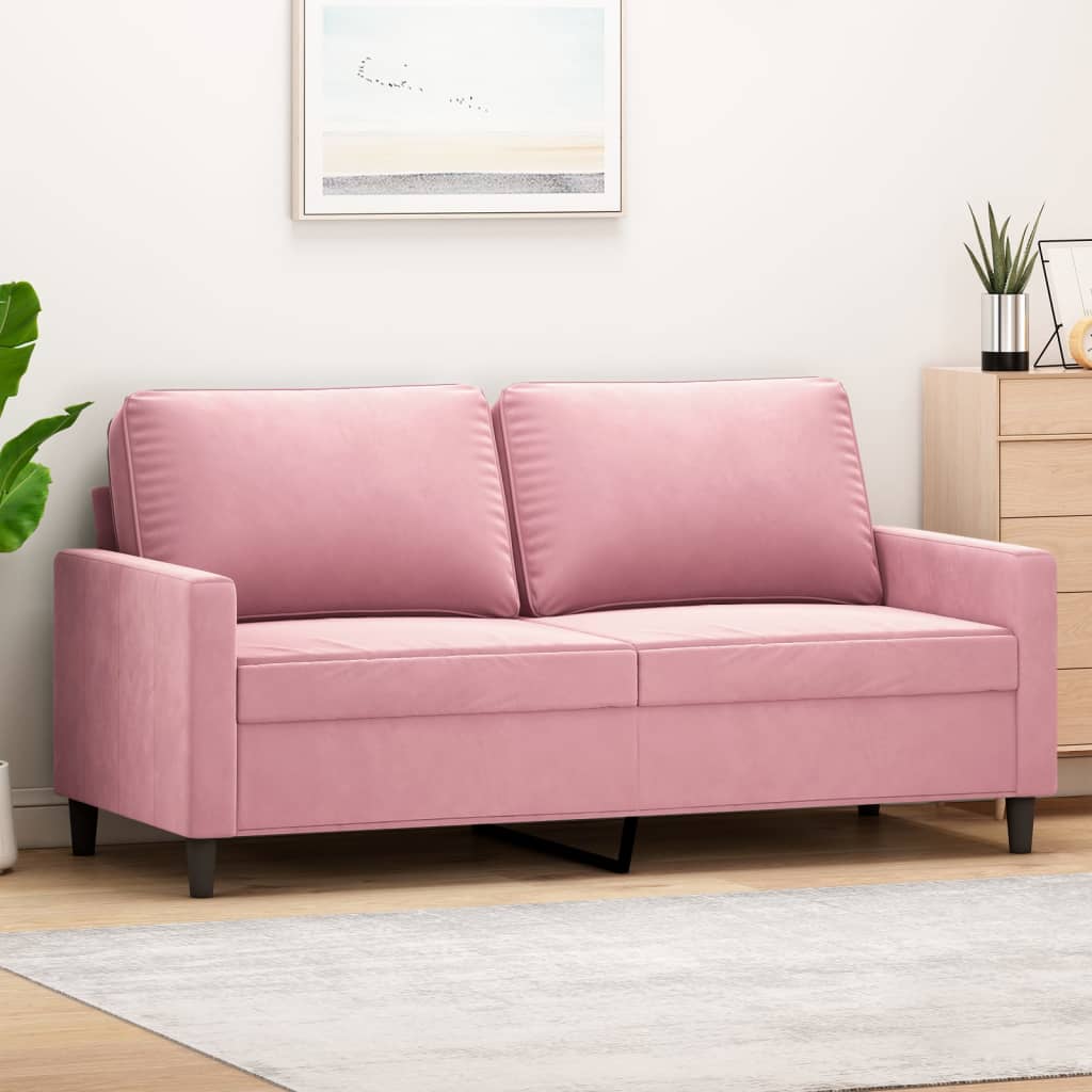 vidaXL Canapea cu 2 locuri, roz, 140 cm, catifea