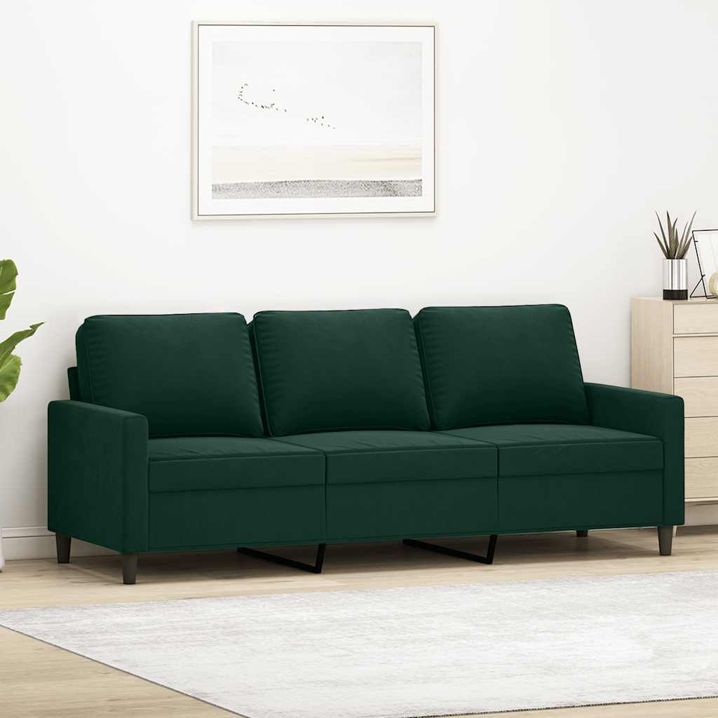 vidaXL 3-Sitzer-Sofa Dunkelgrün 180 cm Samt