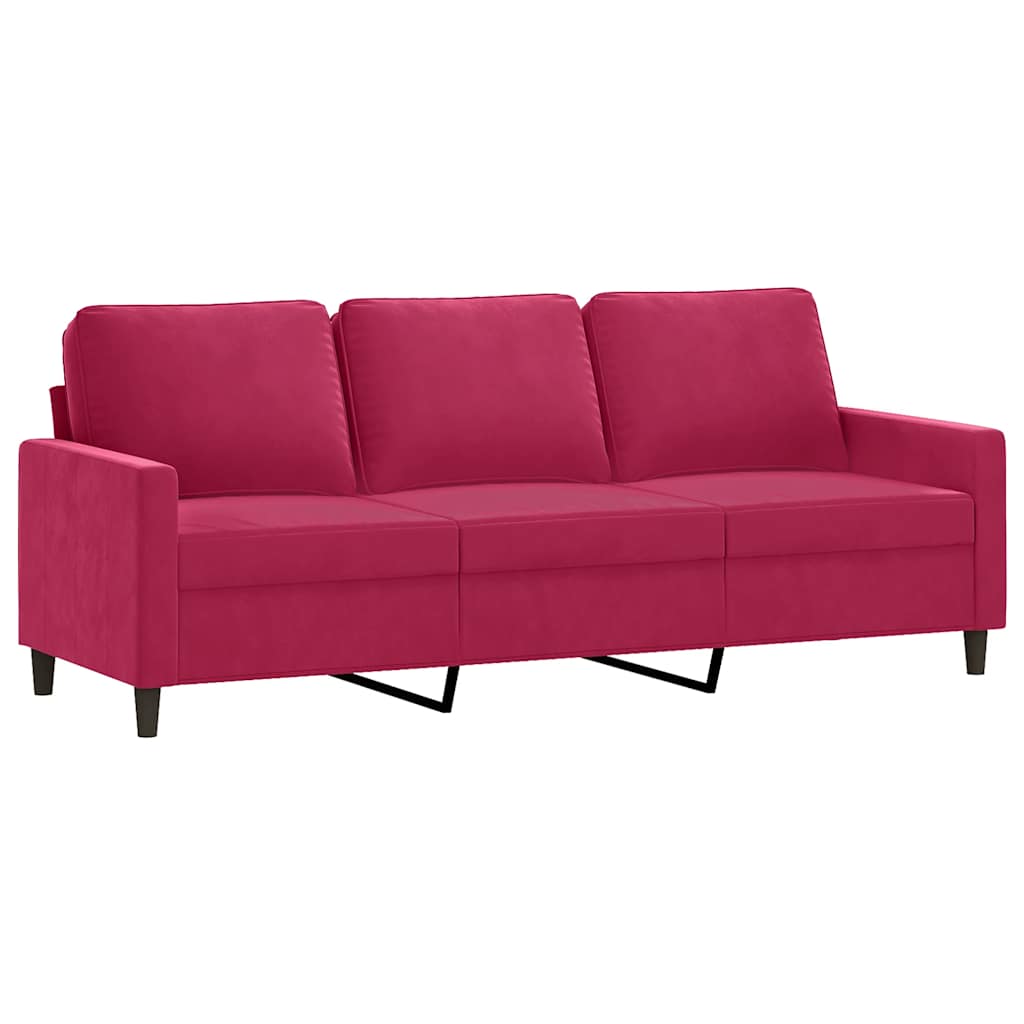 Thumbnail - vidaXL 3-Sitzer-Sofa Weinrot 180 cm Samt