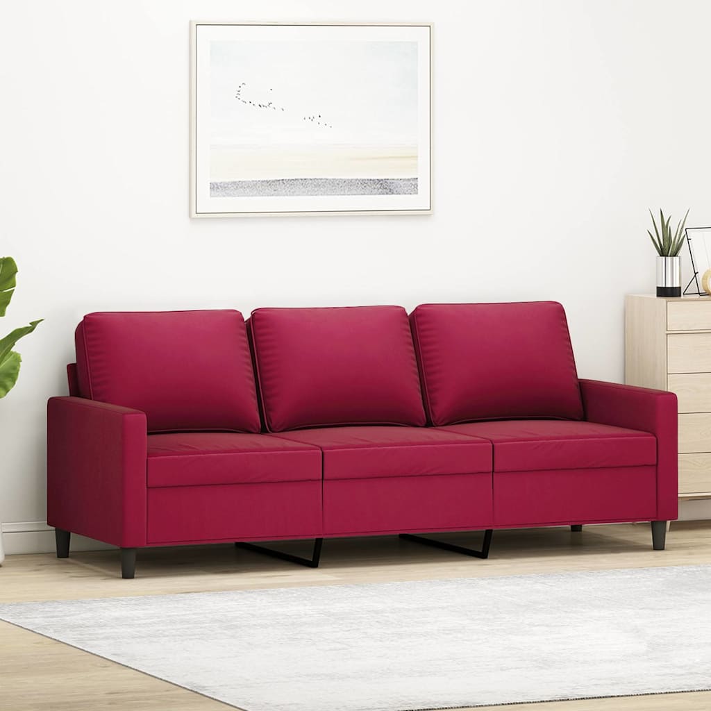 Thumbnail - vidaXL 3-Sitzer-Sofa Weinrot 180 cm Samt