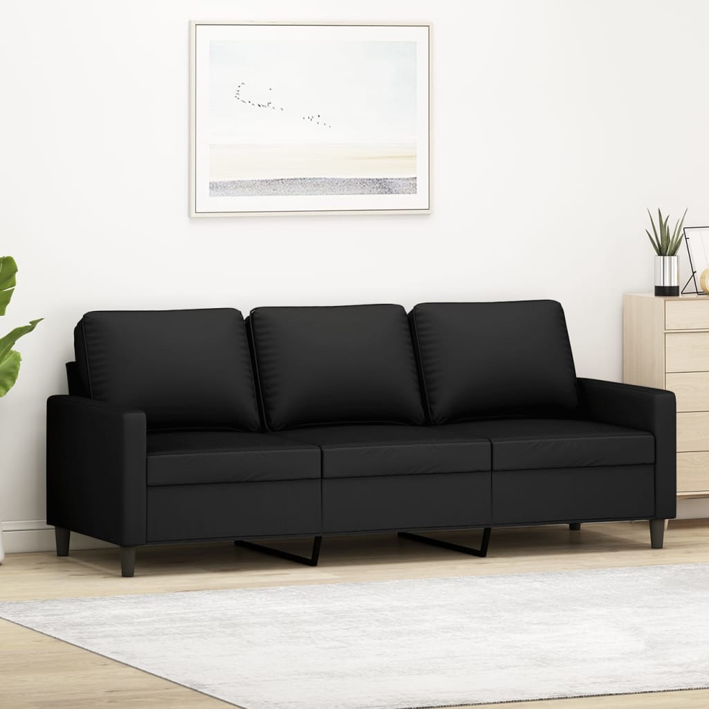 vidaXL 3-Sitzer-Sofa Schwarz 180 cm Samt