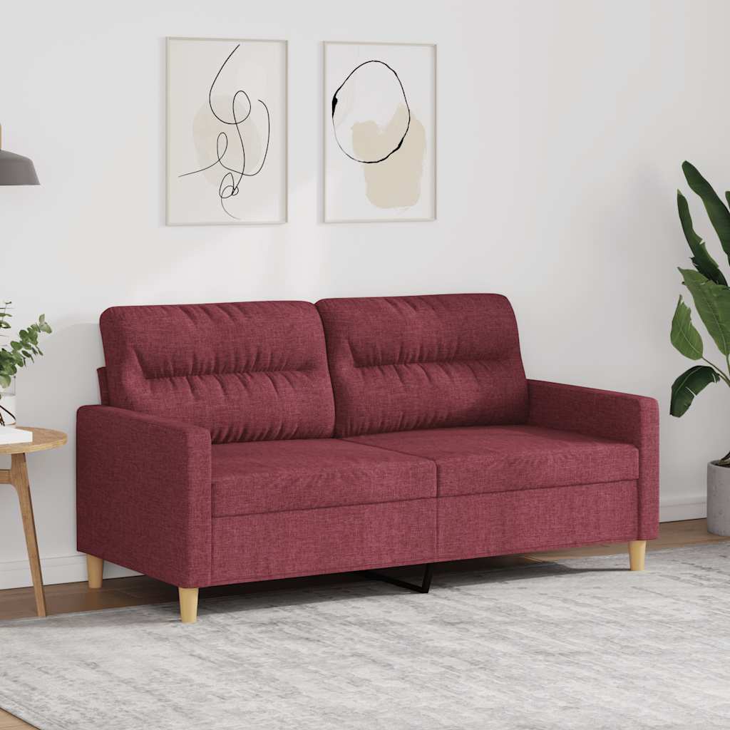 vidaXL Canapea cu 2 locuri, roșu vin, 140 cm, material textil