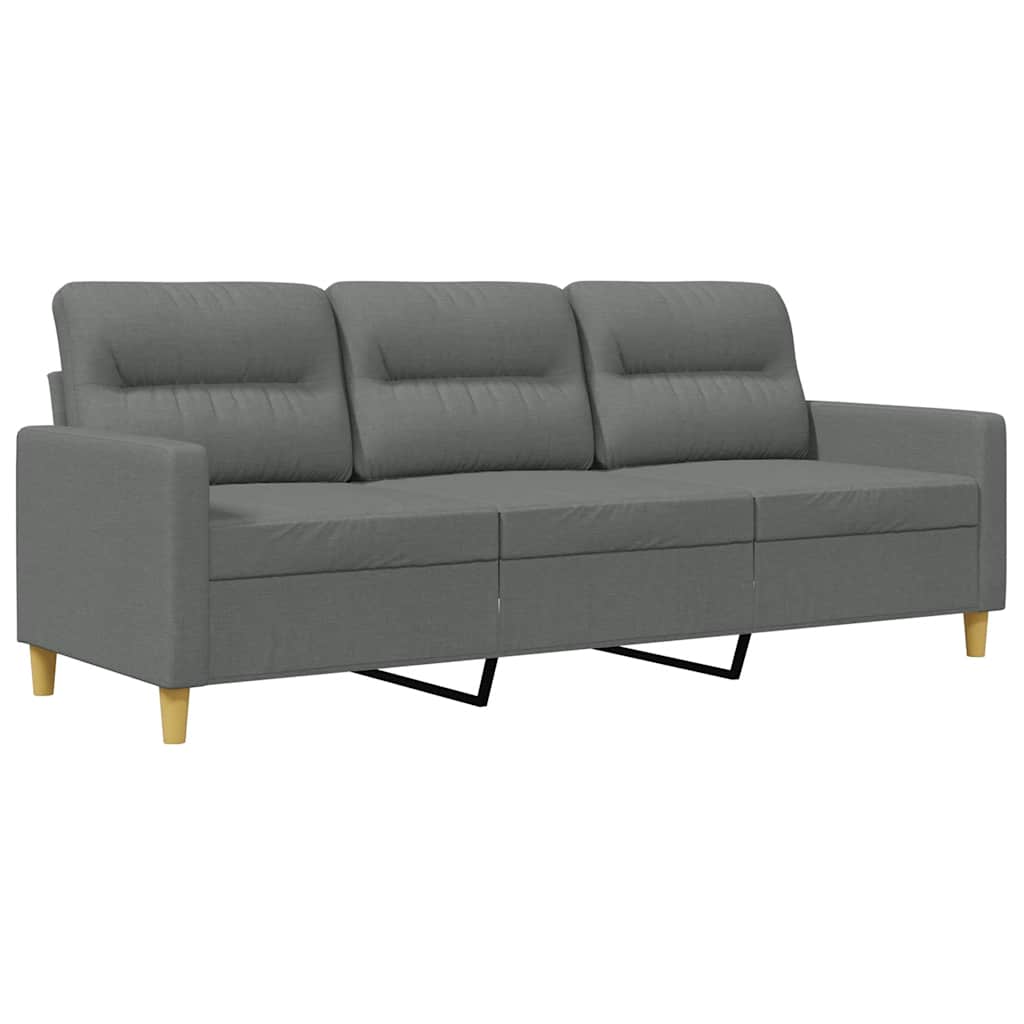 VidaXL Driezitsbank 180 Cm Stof Donkergrijs