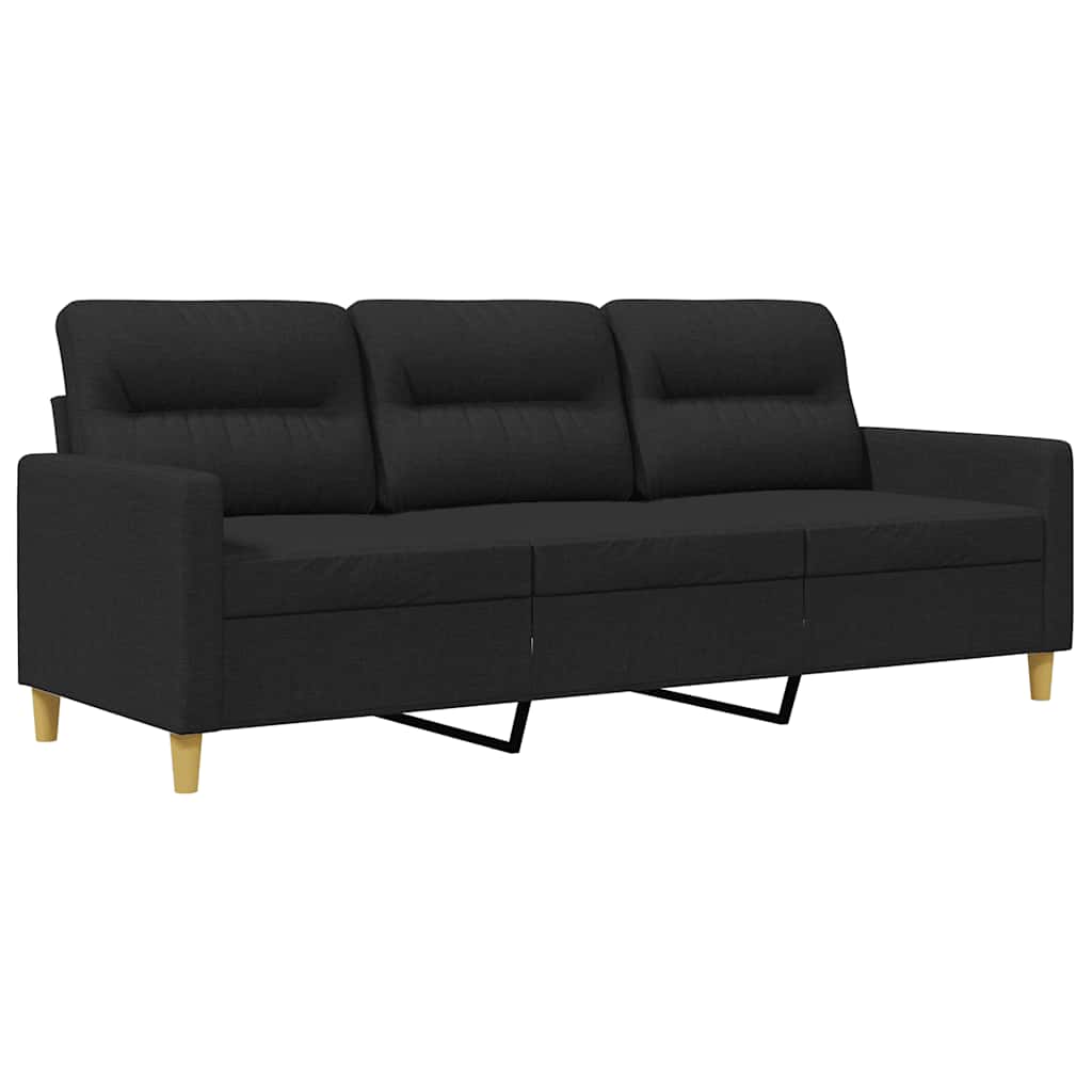 VidaXL Driezitsbank 180 Cm Stof Zwart