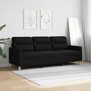3místná pohovka černá 180 cm textil - obrázek 3