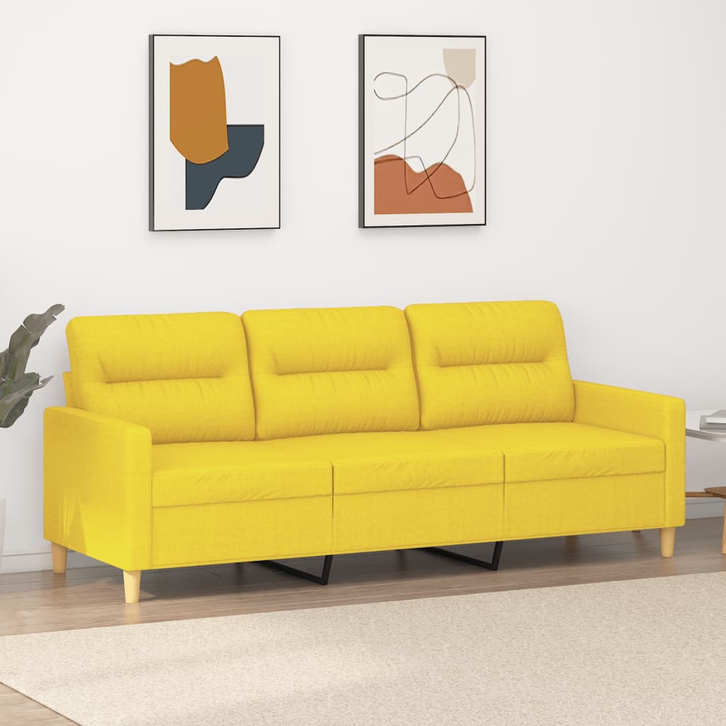 3-Sitzer-Sofa Hellgelb 180 cm Stoff