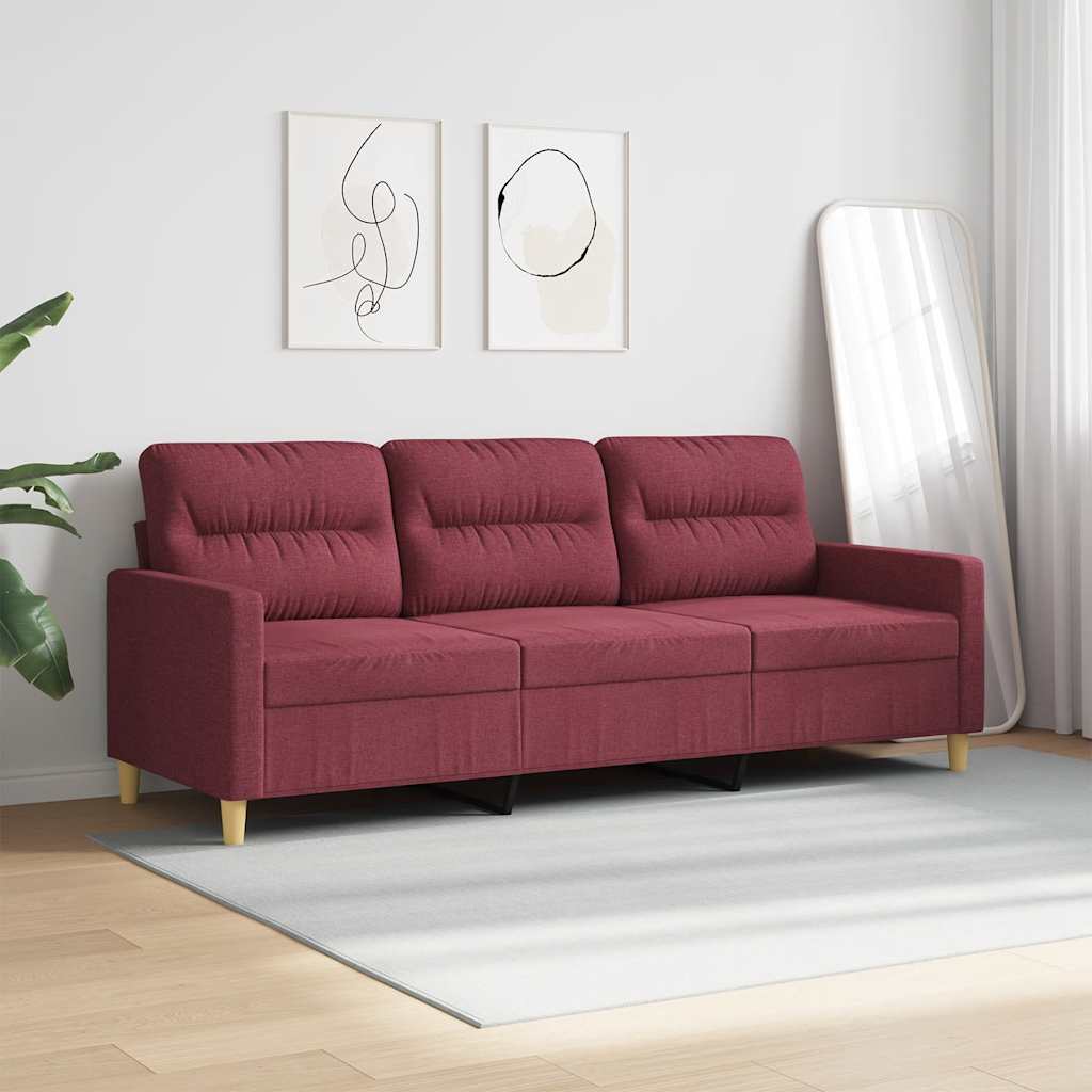 Thumbnail - vidaXL 3-Sitzer-Sofa Weinrot 180 cm Stoff