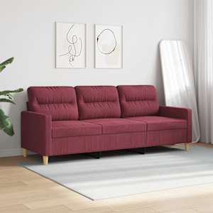 3místná pohovka vínová 180 cm textil - obrázek 3