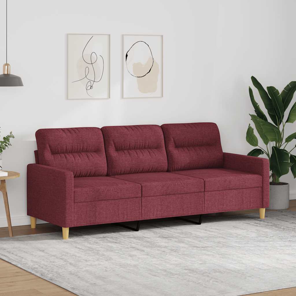 vidaXL 3-Sitzer-Sofa Weinrot 180 cm Stoff