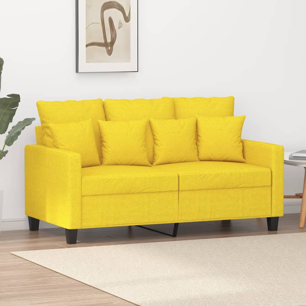 vidaXL 2-Sitzer-Sofa Hellgelb 120 cm Stoff