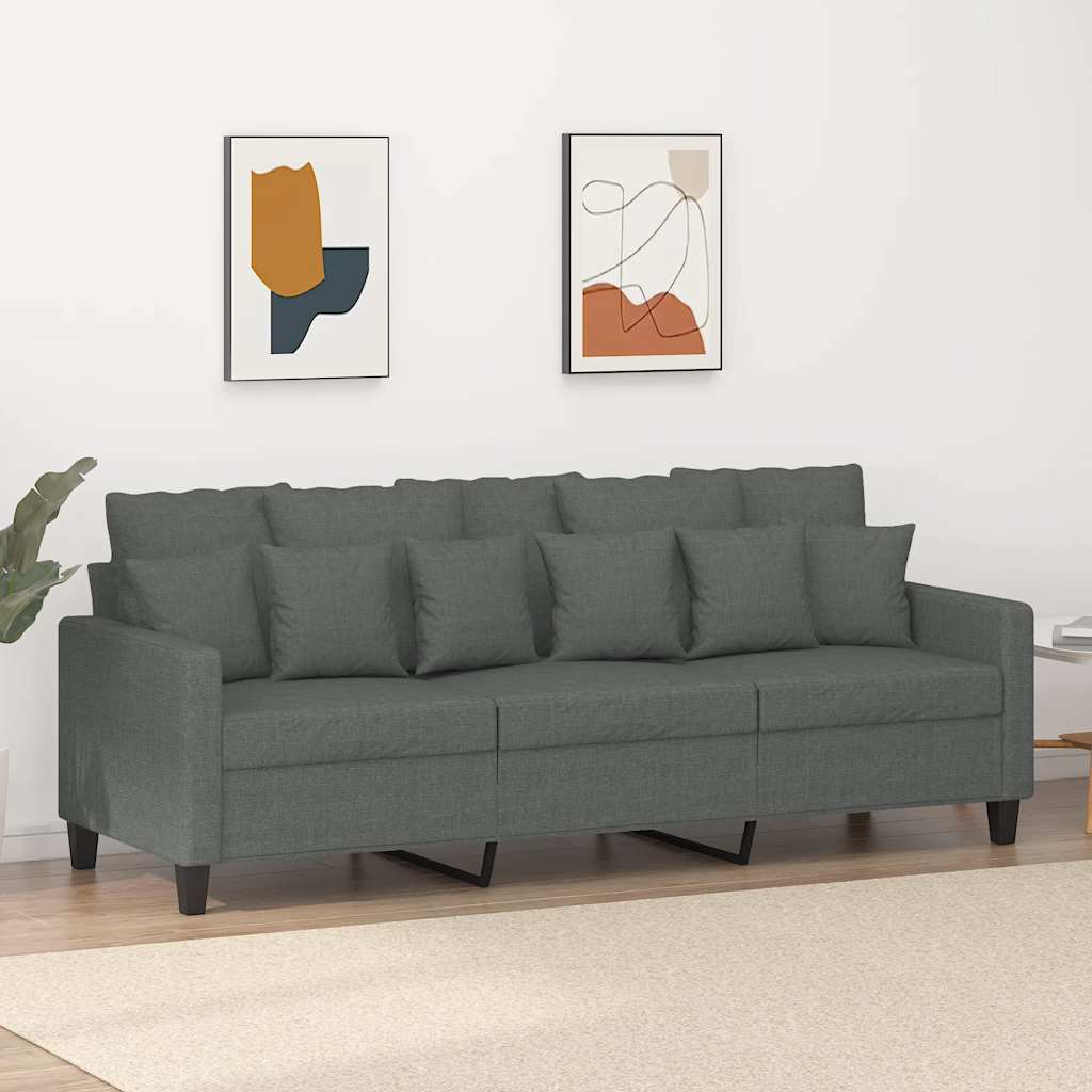 vidaXL 3-Sitzer-Sofa Dunkelgrau 180 cm Stoff