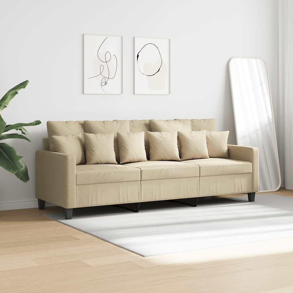 Thumbnail - vidaXL 3-Sitzer-Sofa Creme 180 cm Stoff