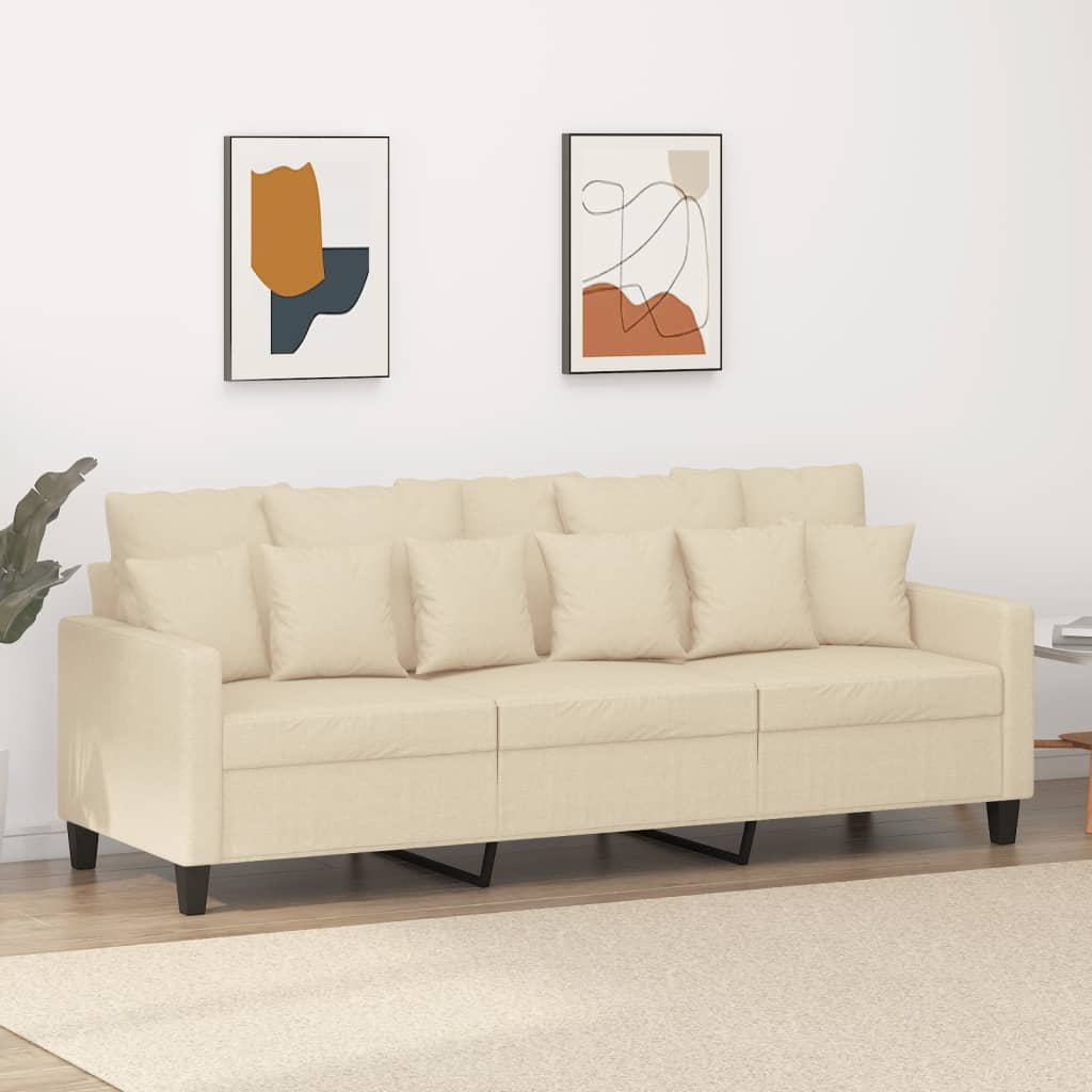 vidaXL 3-Sitzer-Sofa Creme 180 cm Stoff