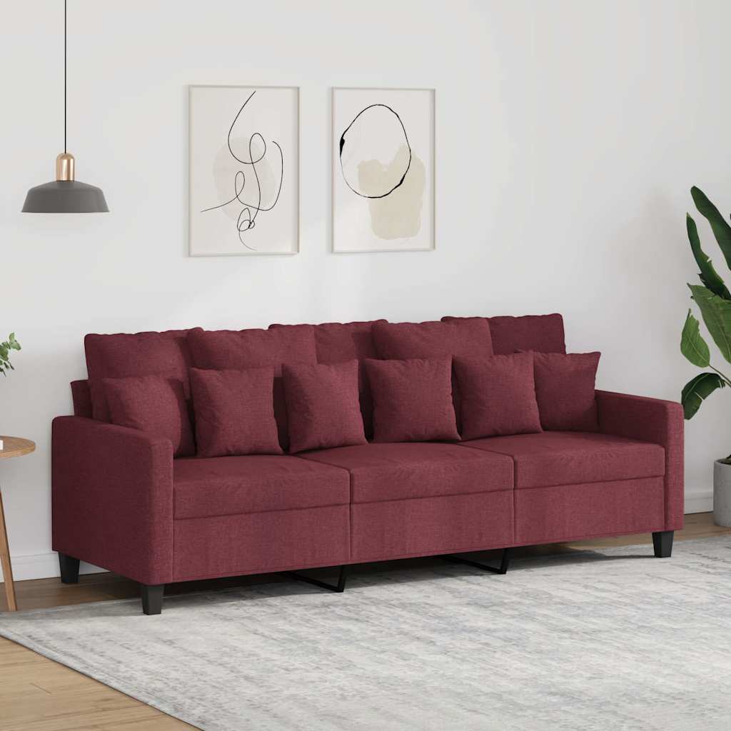 vidaXL 3-Sitzer-Sofa Weinrot 180 cm Stoff