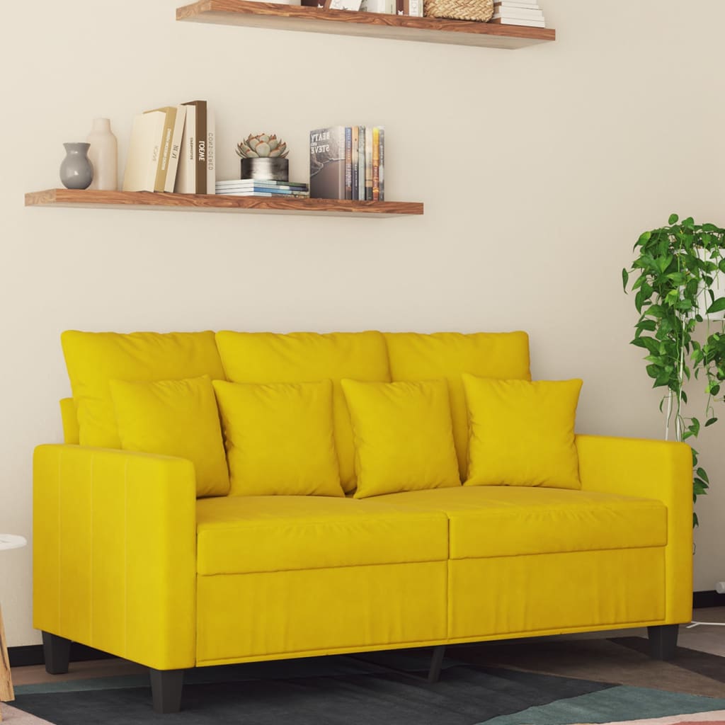 vidaXL 2-Sitzer-Sofa Gelb 120 cm Samt