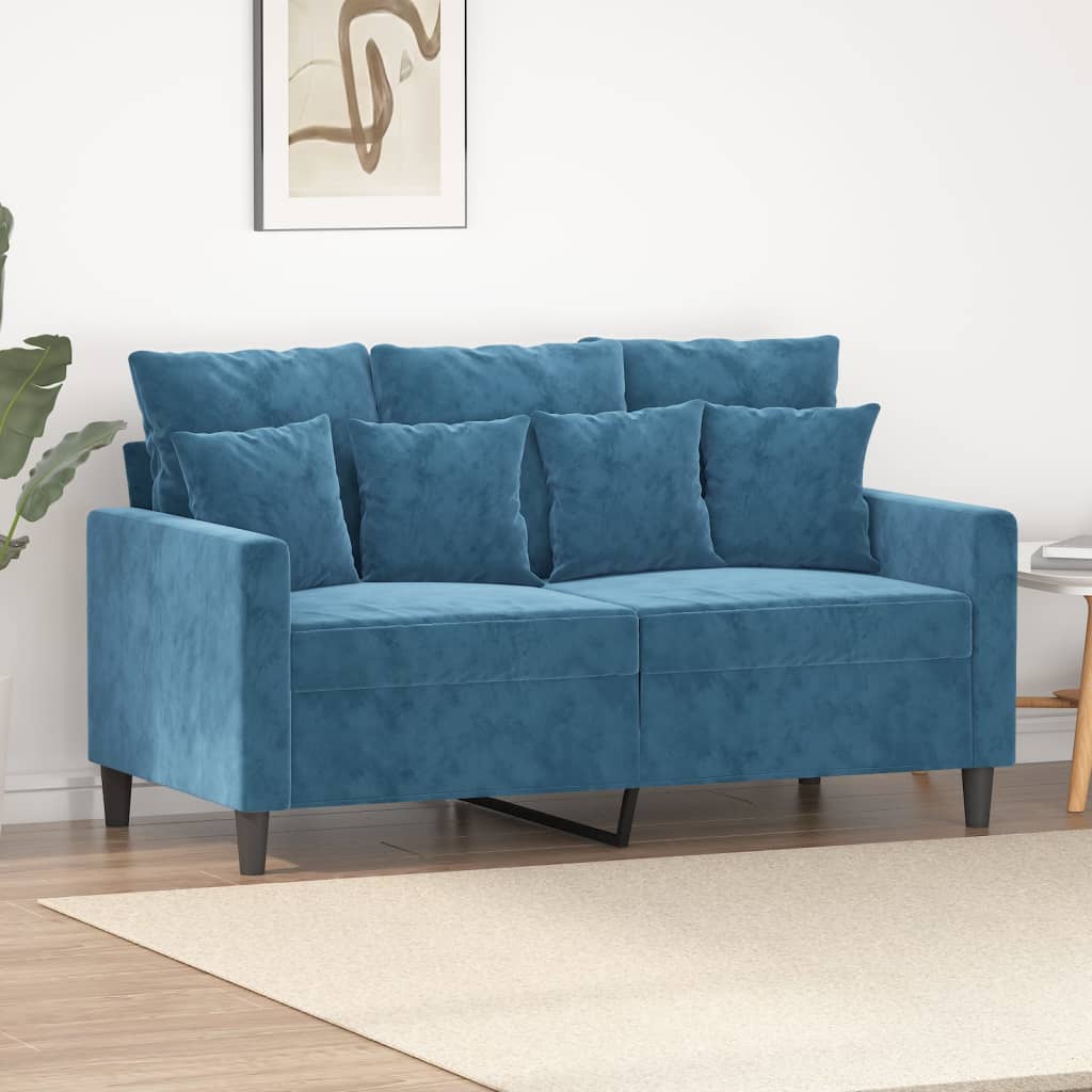 vidaXL 2-Sitzer-Sofa Blau 120 cm Samt